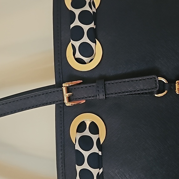 MICHAEL KORS Navy Blue Jet Set Polka Dot Scarf Tote Bag - Picture 7 of 16